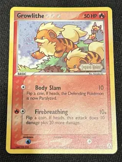 Pokemon TCG Legend Maker Reverse Holo Stamped Growlithe EX 55/92 NM Condition - Image 1