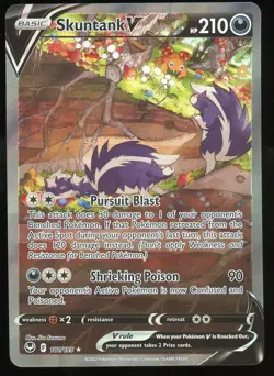 Pokemon TCG Skuntank V Holo Ultra Rare Full Art SW&SH Silver Tempest 181/195 NM - Image 1