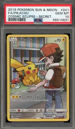 Pokemon Pikachu Cosmic Eclipse Secret Rare Full Art #241 PSA 10 Gem Mint - Image 1