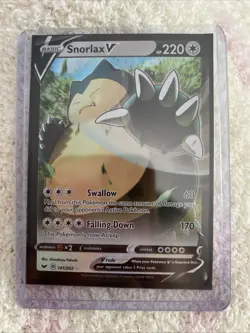 Pokemon Snorlax v 141/202 Ultra Rare Holo SWSH01 Sword & Shield Base Set - Image 1