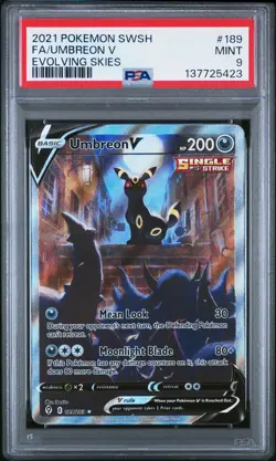 2021 POKEMON SWORD & SHIELD EVOLVING SKIES #189 FULL ART/UMBREON V PSA 9 - Image 1