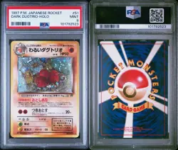 1997 Pokemon JAPANESE TEAM ROCKET DARK DUGTRIO HOLO #51 PSA 9 MINT - Image 3