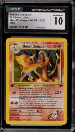 Pokemon Blaine's Charizard Gym Challenge 1st Edition Holo #2l CGC 10 Gem Mint - Image 1