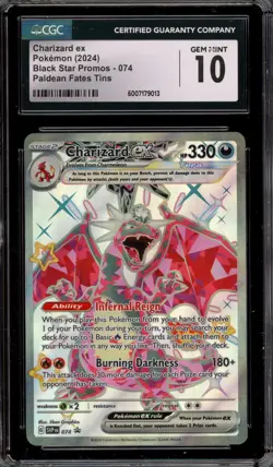 Pokemon Charizard ex Paldean Fates Tins Promo SVP EN 074 CGC 10 Gem Mint - Image 1