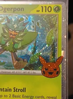 2 SWIRLS Pokemon Teal Mask Ogerpon 024 Cosmos Holo Halloween Trick Or Trade 2024 - Image 4