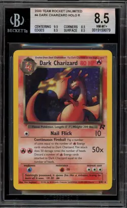 Pokemon Dark Charizard Team Rocket Unlimited Holo Rare #4 BGS 8.5 - Image 1