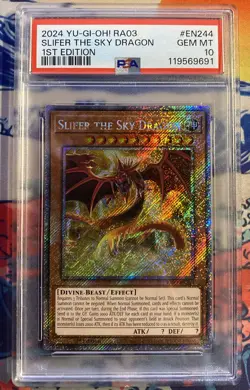Yu-Gi-Oh Slifer the Sky Dragon PSA 10 EN244 1st Edition Platinum Secret Rare - Image 1