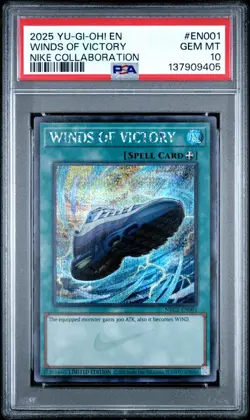 2025 YU-GI-OH! NIKE COLLABORATION #EN001 WINDS OF VICTORY PSA 10 AM95 Exclusive - Image 1