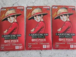 3x ENGLISH One Piece Carrying On His Will Sleeved Booster Pack - OP-13 Lot of 3 - Image 1