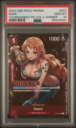 2023 ONE PIECE PROMOS TOURNAMENT PACK VOL.3-WINNER #007 NAMI PSA 10 - Image 1