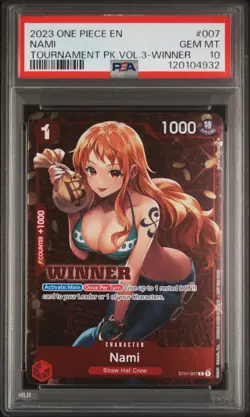 2023 ONE PIECE PROMOS TOURNAMENT PACK VOL.3-WINNER #007 NAMI PSA 10 - Image 1