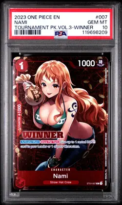 2023 ONE PIECE PROMOS TOURNAMENT PACK VOL.3-WINNER #007 NAMI PSA 10 - Image 1