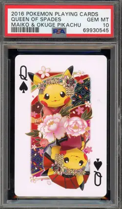 Pokemon Maiko & Okuge Pikachu Queen of Spades Playing Cards PSA 10 Gem Mint - Image 1