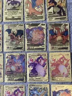 Set of 50 Charizard V, VMax, GX, EX & More Gold Foil Fan Art Card MP-LP - Image 5