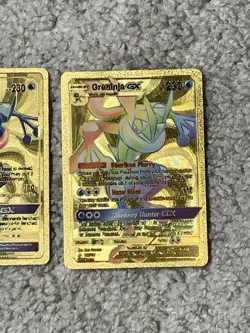 Set of 2 Greninja GX HP230 Shuriken Flurry Gold Foil Fan Art Card - Image 3