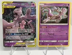 Pokemon Mewtwo 2 Card Lot: Mewtwo & Mew Tag Team HP & Mewtwo Black Star Promo NM - Image 1