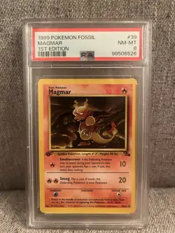 Pokemon TCG Magmar Fossil Card 39/62 Regular 1st Edition Uncommon PSA 8 - Image 3