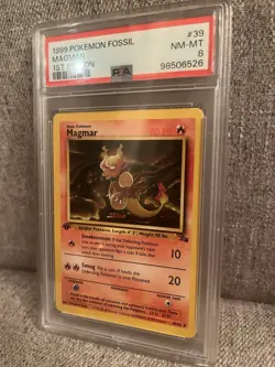 Pokemon TCG Magmar Fossil Card 39/62 Regular 1st Edition Uncommon PSA 8 - Image 5