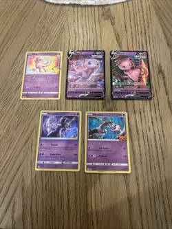 Pokemon TCG Mewtwo and Mew Five Card Lot Holo Rare - Image 1