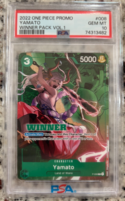 PSA 10 Gem Mint Yamato WINNER P-008 2022 Winner Pack Vol. 1 One Piece Trophy - Image 1