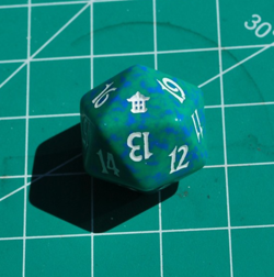 MTG Magic SOK Saviors of Kamigawa Spindown D20 Die Dice Life Counter GREEN OOP - Image 1