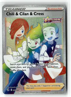 Chili & Cilan & Cress ⭐ 273/264 Holo Rare Rainbow Fusion Strike 2021 Pokemon NM - Image 1