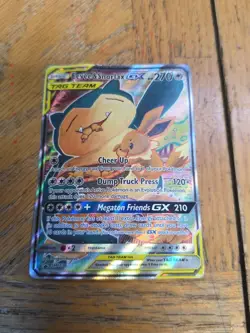 Pokemon Eevee & Snorlax GX TAG TEAM Promo Holo SM169 SM Pokemon TCG 270HP DAMAGE - Image 1