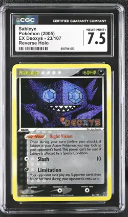 Sableye 23/107 Reverse Holo EX Deoxys Pokemon CGC 7.5 Near Mint+ *013 - Image 1