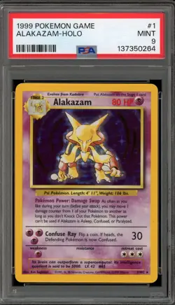 Pokemon Alakazam Base Set Unlimited Holo Rare #1 PSA 9 Mint - Image 1