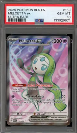 Pokemon Meloetta ex Black Bolt Ultra Rare #159 PSA 10 Gem Mint - Image 1