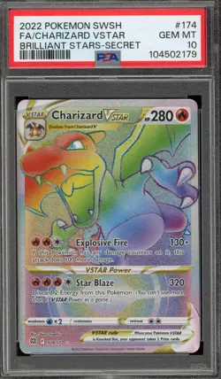 Pokemon Charizard VSTAR Brilliant Stars Secret Rare Full Art #174 PSA 10 - Image 1