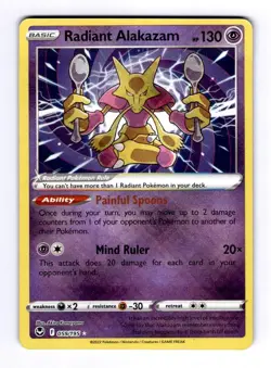Radiant Alakazam SWSH12: Silver Tempest #059 (2022) Holo NM Pokemon - Image 1