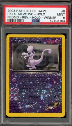 Pokemon Rocket's Mewtwo Best Of Game Winner Reverse Holo Promo #8 PSA 9 - Image 1