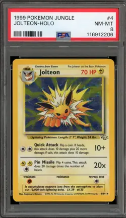 Pokemon Jolteon Jungle Unlimited Holo Rare #4 PSA 8 - Image 1
