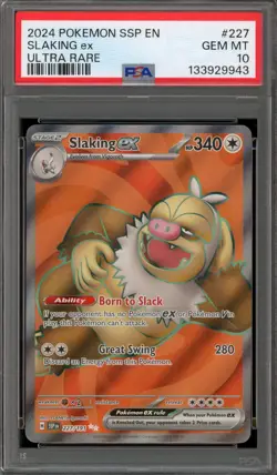 Pokemon Slaking ex Surging Sparks Ultra Rare #227 PSA 10 Gem Mint - Image 1