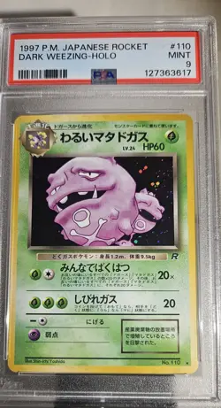 1997 Pokemon Japanese Team Rocket Dark Weezing. Holo # 110 PSA-9 - Image 1