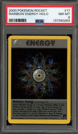 Pokemon Rainbow Energy Team Rocket Unlimited Holo Rare #17 PSA 8 - Image 1