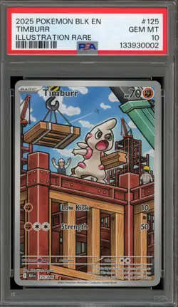 Pokemon Timburr Black Bolt Illustration Rare #125 PSA 10 Gem Mint - Image 1