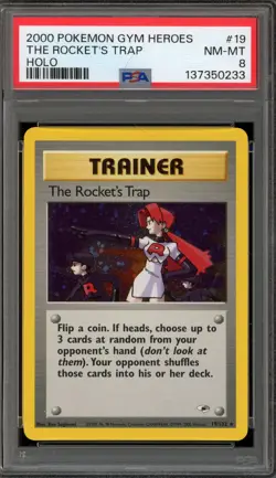 Pokemon The Rocket's Trap Gym Heroes Unlimited Holo Rare #19 PSA 8 - Image 1