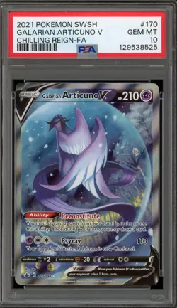 Pokemon Galarian Articuno V Chilling Reign Full Alt Art #170 PSA 10 Gem Mint - Image 1