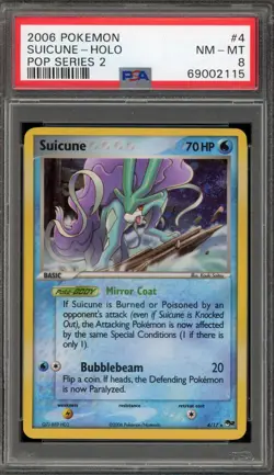 Pokemon Suicune POP Series 2 Holo Rare #4 PSA 8 - Image 1