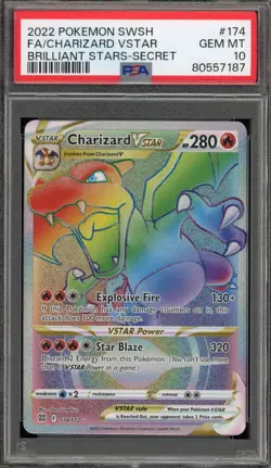 Pokemon Charizard VSTAR Brilliant Stars Secret Rare Full Art #174 PSA 10 - Image 1