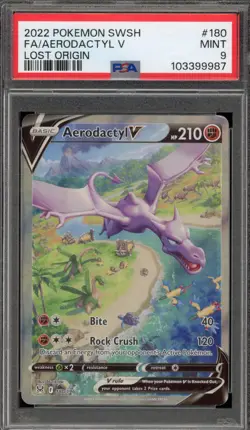 Pokemon Aerodactyl V Lost Origin Full Alt Art #180 PSA 9 Mint - Image 1