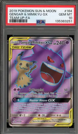 Pokemon Gengar & Mimikyu GX Team Up Full Art #164 PSA 10 Gem Mint - Image 1