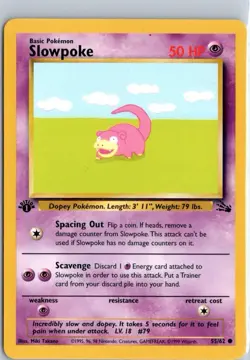 Pokemon Slowpoke 55/62 Fossil - Non Holo Common NM - Image 1