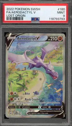 Pokemon Aerodactyl V Lost Origin Full Alt Art #180 PSA 9 Mint - Image 1