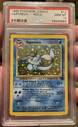 Pokemon Vaporeon Jungle Holo #12 PSA 10 Gem Mint - POP 34 - Image 1
