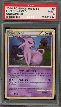 Pokemon Espeon Undaunted Holo Rare #2 PSA 9 Mint - Image 1
