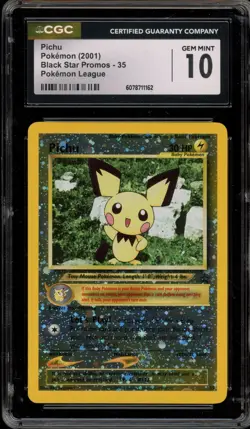 Pokemon Pichu League Black Star Reverse Holo Promo #35 CGC 10 Gem Mint - Image 1