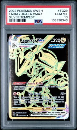 2022 POKEMON SWORD & SHIELD SILVER TEMPEST #TG29 FULL ART/RAYQUAZA VMAX PSA 10 - Image 1